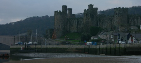 Conwy castle at low tide
