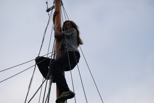 Putting the peak halyard back in place